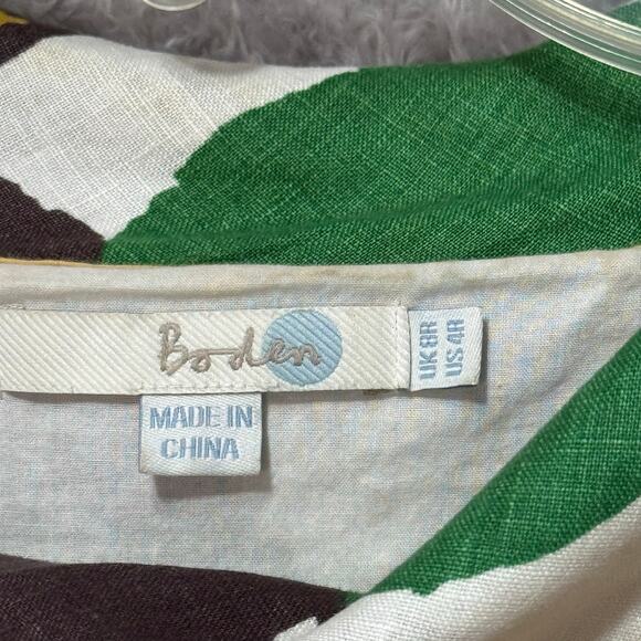 Boden Linen Audrey Sheath Turtleneck Short Sleeve Dress Women 4 Brown Orange Tan - Picture 10 of 11